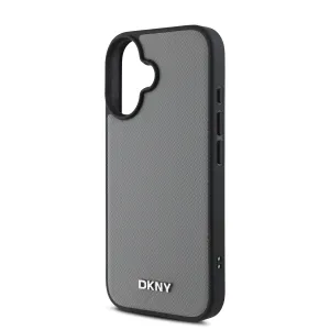 DKNY PU LEATHER SILVER Ochranný kryt Apple iPhone 16 šedý