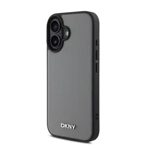 DKNY PU LEATHER SILVER Ochranný kryt Apple iPhone 16 šedý