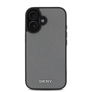 DKNY PU LEATHER SILVER Ochranný kryt Apple iPhone 16 šedý