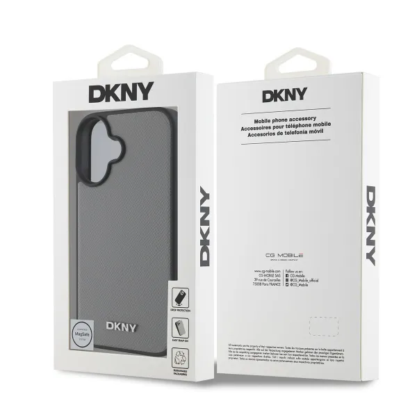 DKNY PU LEATHER SILVER Ochranný kryt Apple iPhone 16 šedý