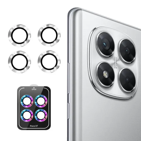 ENKAY ALU Sklo pre fotoaparát Xiaomi Redmi Note 14 Pro 5G / Poco X7 SILVER