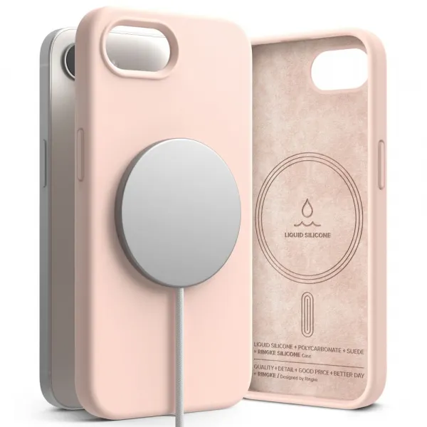RINGKE SILICONE MAGSAFE Ochranný kryt Apple iPhone 16e / iPhone 17e PINK SAND