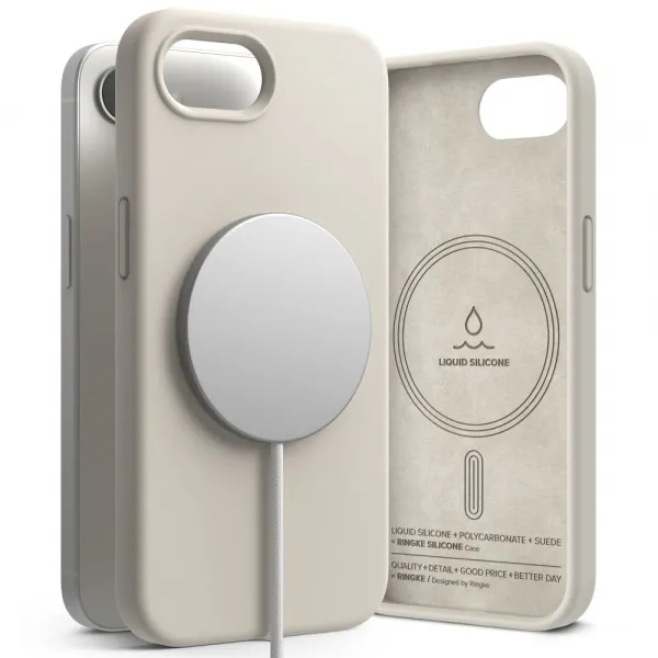 RINGKE SILICONE MAGSAFE Ochranný kryt Apple iPhone 16e / iPhone 17e STONE