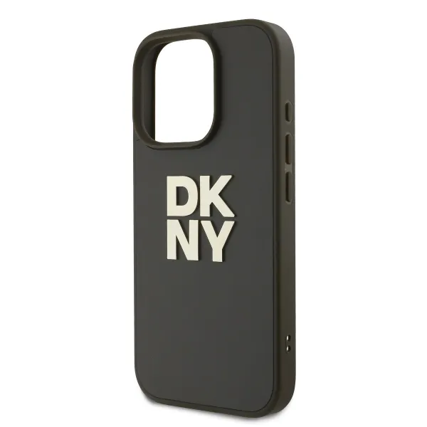 DKNY PU LEATHER Ochranný kryt so šnúrkou Apple iPhone 16 Pro Max zelenohnedý