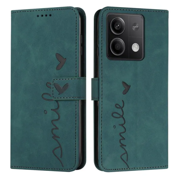 ART SMILE Peňaženkový obal s remienkom pre Xiaomi Redmi Note 13 5G zelený