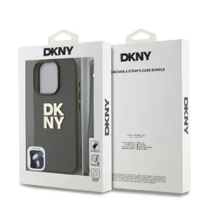 DKNY PU LEATHER Ochranný kryt so šnúrkou Apple iPhone 16 Pro Max zelenohnedý