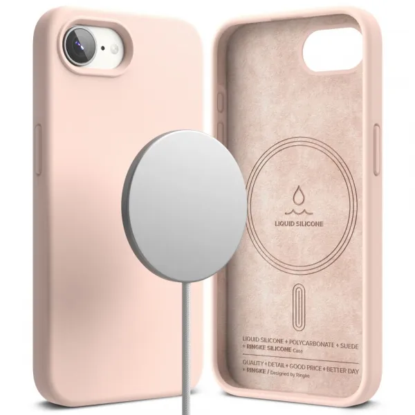 RINGKE SILICONE MAGSAFE Ochranný kryt Apple iPhone 16e / iPhone 17e PINK SAND