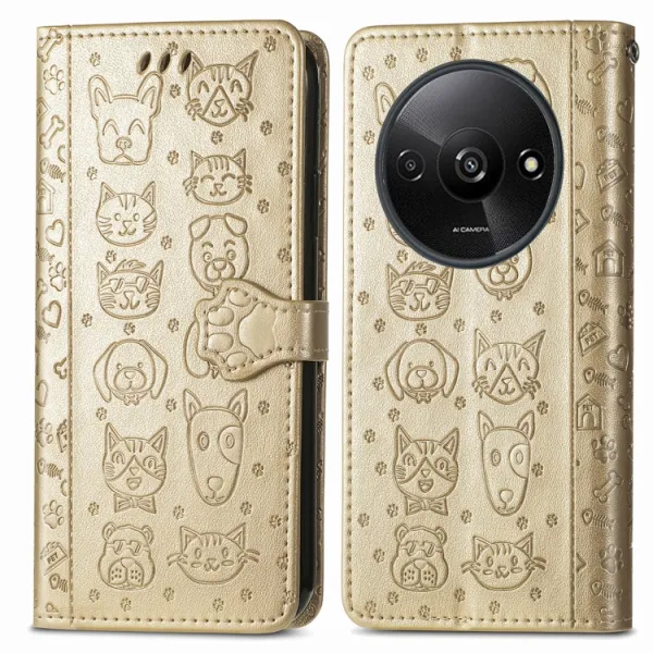ART ANIMALS Peňaženkový obal pre Xiaomi Redmi A3 zlatý