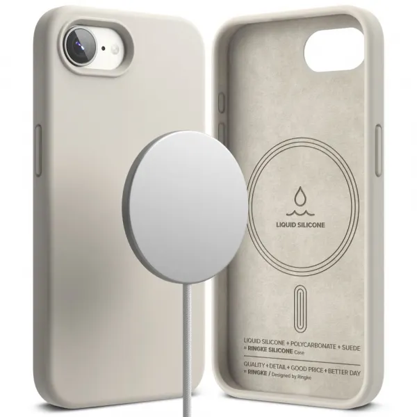 RINGKE SILICONE MAGSAFE Ochranný kryt Apple iPhone 16e / iPhone 17e STONE