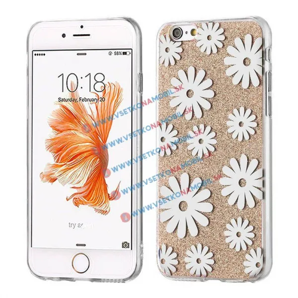 SHINY FLOWERS Ochranný obal Apple iPhone  6 / 6S zlatý