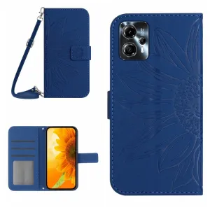 ART SUNFLOWER Peňaženkové puzdro s remienkom Motorola Moto G13 / G23 modré