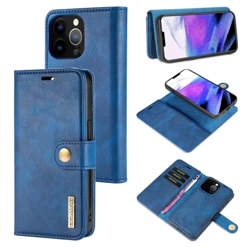 DG.MING Peňaženkový obal 2v1 Apple iPhone 13 Pro Max modrý