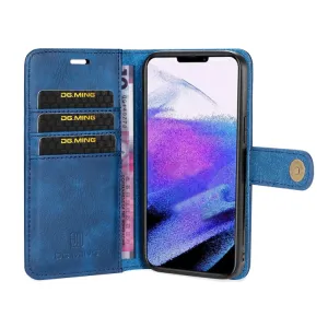 DG.MING Peňaženkový obal 2v1 Apple iPhone 13 Pro Max modrý