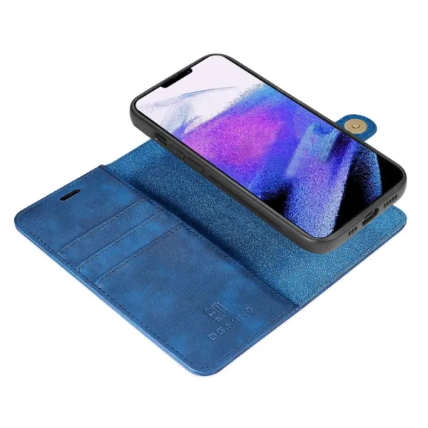 DG.MING Peňaženkový obal 2v1 Apple iPhone 13 Pro Max modrý