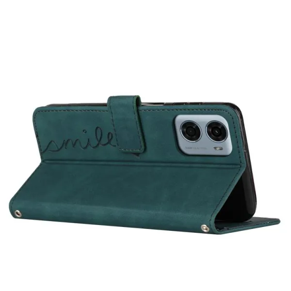 ART SMILE Peňaženkový obal s remienkom pre Motorola Moto G05 / Moto E15 zelený