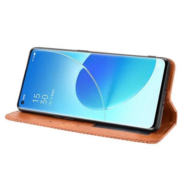 BUSINESS Peňaženkový kryt pre Oppo Reno6 Pro 5G (Mediatek) hnedý