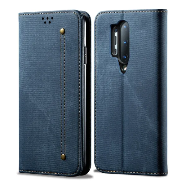 DENIM Peňaženkový kryt pre OnePlus 8 Pro modrý