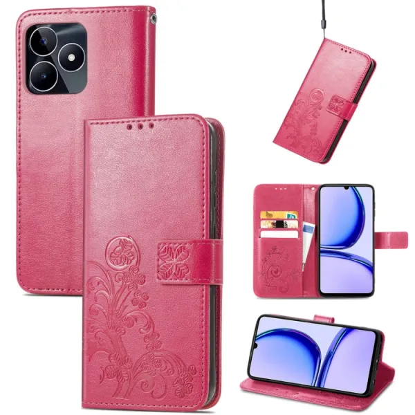ART FLOWERS Peňaženkový obal pre Realme C53 tmavoružový