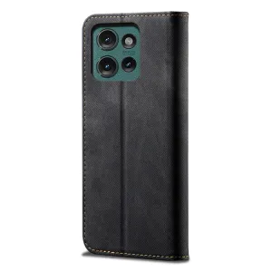 DENIM Peňaženkový kryt pre Motorola Edge 50 čierny
