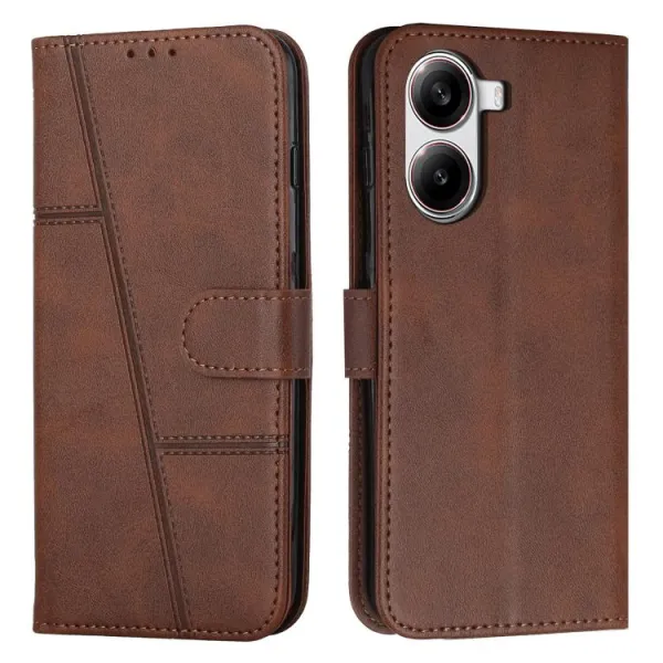 STITCHED Peňaženkový kryt pre Xiaomi Poco X7 Pro hnedý