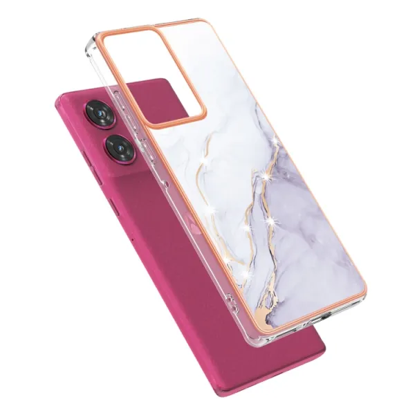 IMD MARBLE Ochranný kryt pre Motorola Edge 50 Fusion WHITE