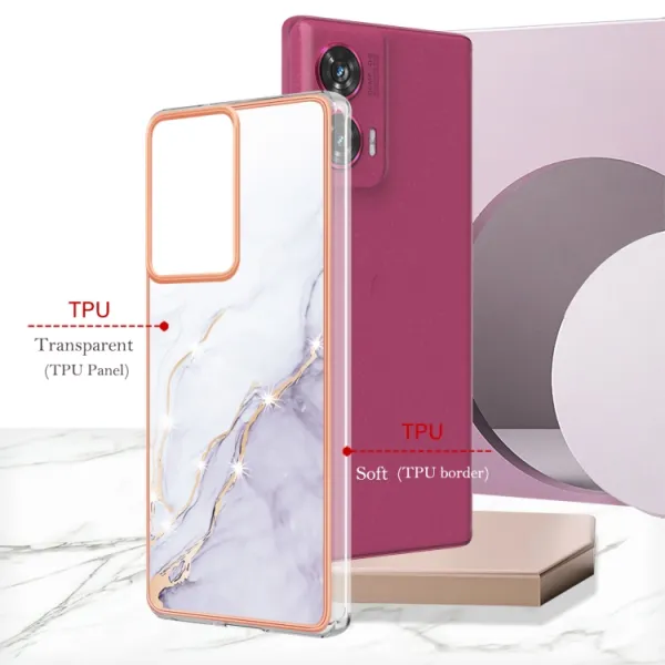IMD MARBLE Ochranný kryt pre Motorola Edge 50 Fusion WHITE