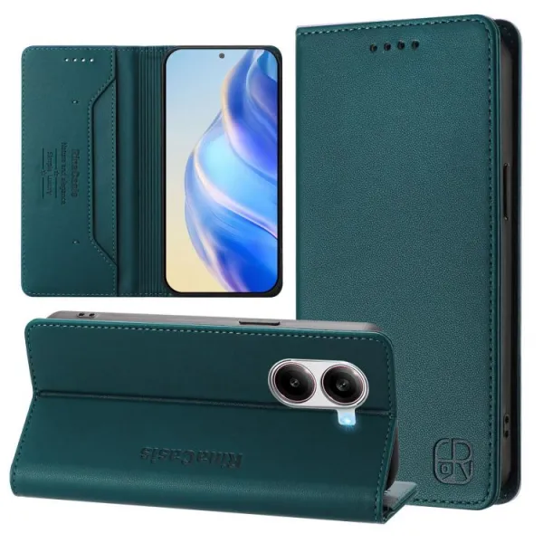 RINA Zaklápacie puzdro pre Xiaomi Poco X7 Pro tmavozelené