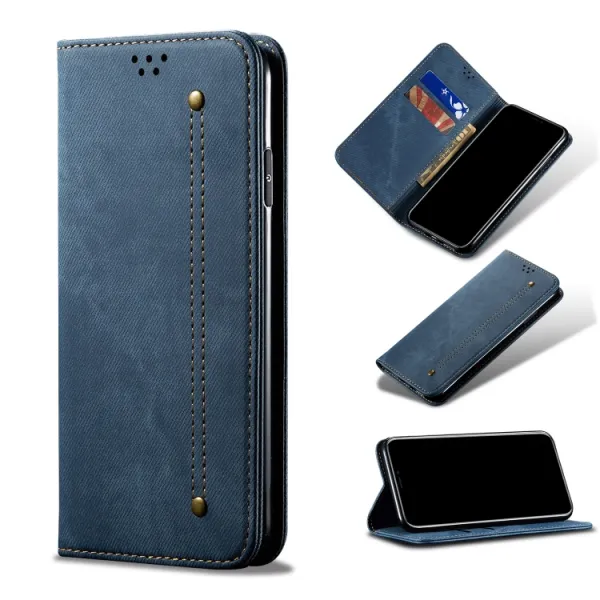 DENIM Peňaženkový kryt pre OnePlus 8 Pro modrý