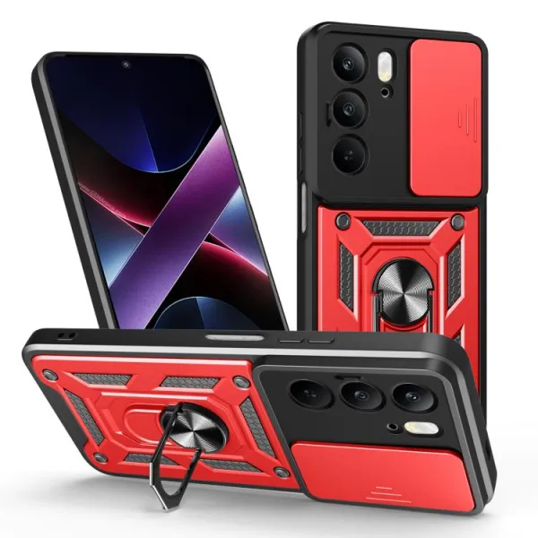 RING CAMERA Kryt s držiakom pre Realme C75 / Realme 14x 5G červený