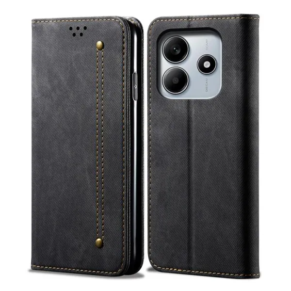 DENIM Peňaženkový kryt pre Xiaomi Redmi Note 14 čierny