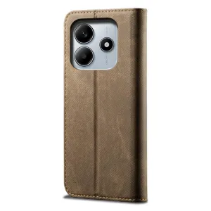 DENIM Peňaženkový kryt pre Xiaomi Redmi Note 14 šedohnedý