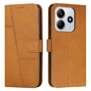 STITCHED Peňaženkový kryt pre Xiaomi Redmi Note 14 svetlohnedý