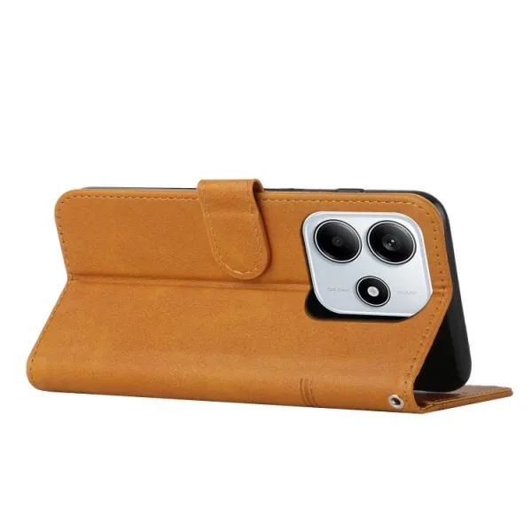STITCHED Peňaženkový kryt pre Xiaomi Redmi Note 14 svetlohnedý