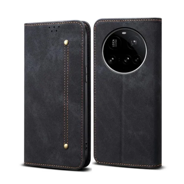 DENIM Peňaženkový kryt pre Xiaomi 15 Ultra čierny