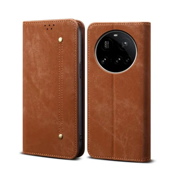 DENIM Peňaženkový kryt pre Xiaomi 15 Ultra hnedý
