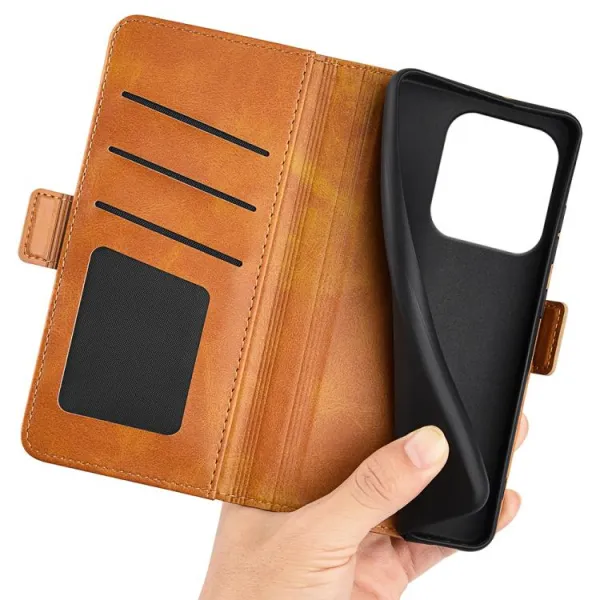 SIDE Peňaženkové puzdro pre Xiaomi Redmi Note 14 svetlohnedé