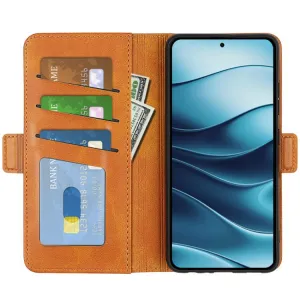 SIDE Peňaženkové puzdro pre Xiaomi Redmi Note 14 svetlohnedé