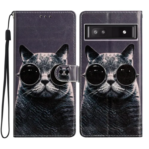 ART Peňaženkový kryt pre Google Pixel 9a SUNGLASSES CAT