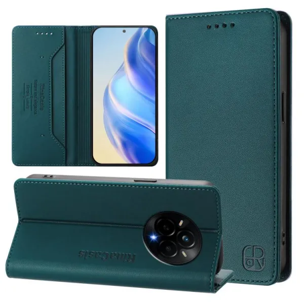 RINA Zaklápacie puzdro pre Realme 14 Pro 5G tmavozelené