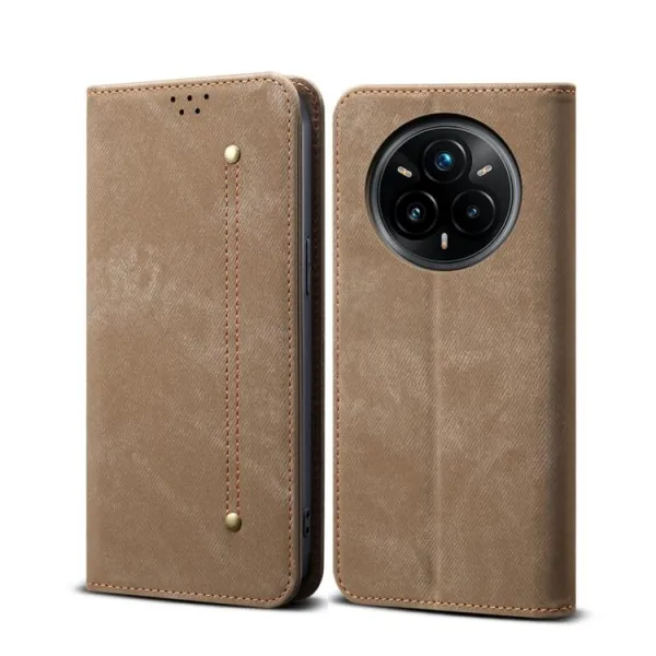 DENIM Peňaženkový kryt pre Realme 14 Pro+ 5G šedohnedý
