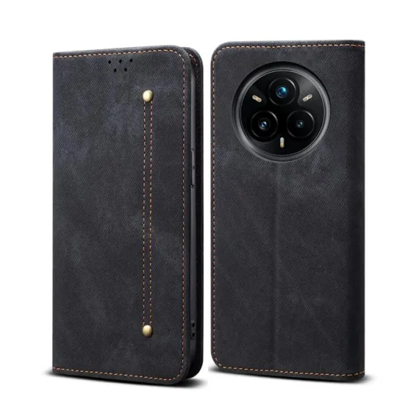 DENIM Peňaženkový kryt pre Realme 14 Pro+ 5G čierny