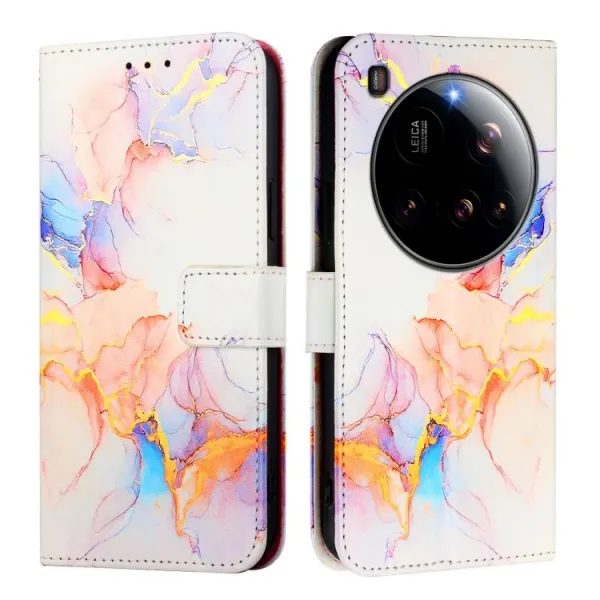ART MARBLE Peňaženkový kryt pre Xiaomi 15 Ultra WHITE ORANGE