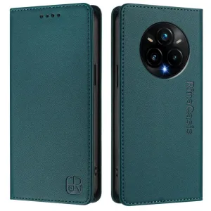 RINA Zaklápacie puzdro pre Realme 14 Pro+ 5G tmavozelené
