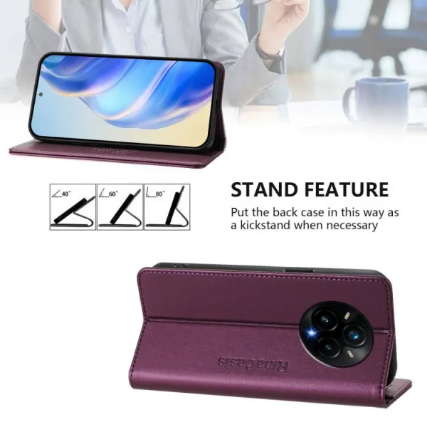 RINA Zaklápacie puzdro pre Realme 14 Pro+ 5G tmavofialové