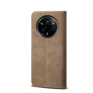 DENIM Peňaženkový kryt pre Realme 14 Pro+ 5G šedohnedý