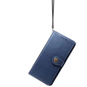 LEATHER BUCKLE Peňaženkový obal Samsung Galaxy S21 5G modrý