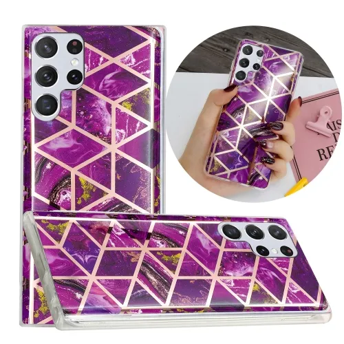 GEOMETRIC ART Silikónový kryt Samsung Galaxy S22 Ultra 5G PURPLE