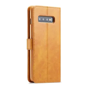 IMEEKE  Peňaženkový obal Samsung Galaxy S10 Plus svetlohnedý
