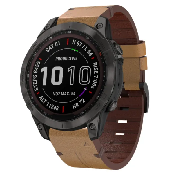 LEATHER Kožený remienok Garmin Fenix 7 / 7 Solar / 7 Sapphire svetlohnedý