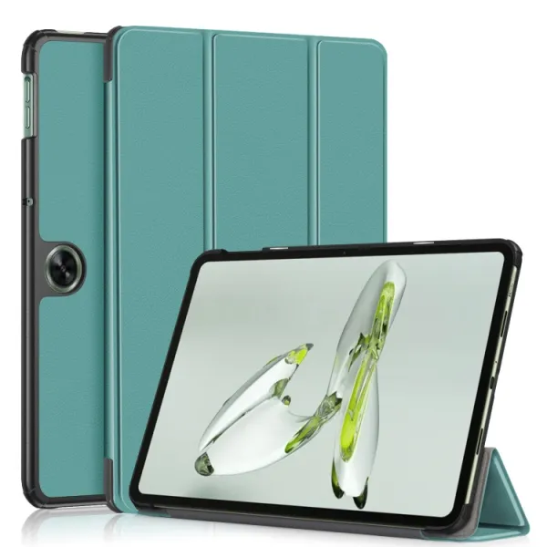 LEATHER Zaklápací kryt pre OnePlus Pad Go zelený